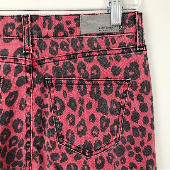 NEW LF Carmar Ryan Red Cheetah Mid-Rise Slim Jeans - Picture 6 of 8